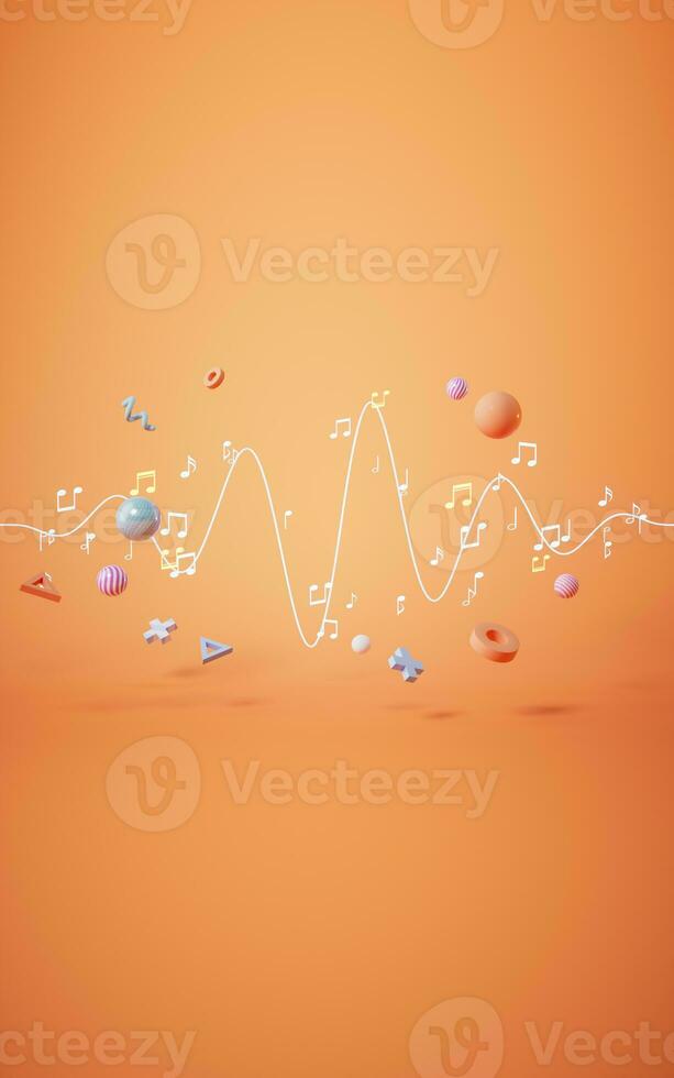 Music notes, musical tunes, 3d rendering. photo