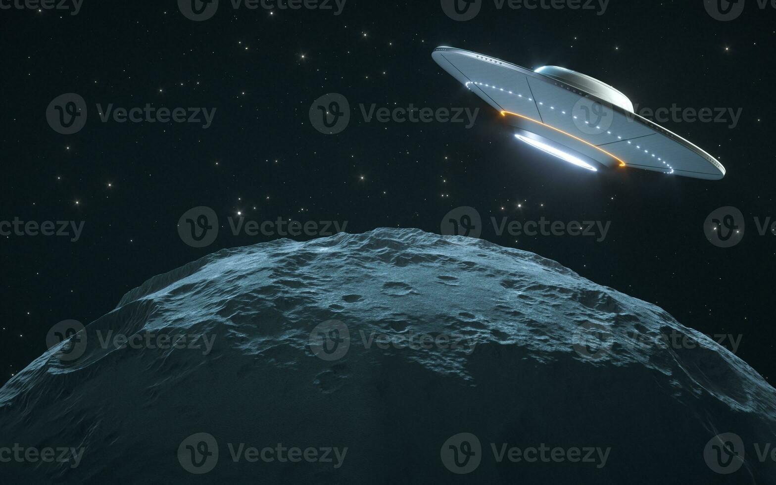 Planet with starry sky background, 3d rendering. photo