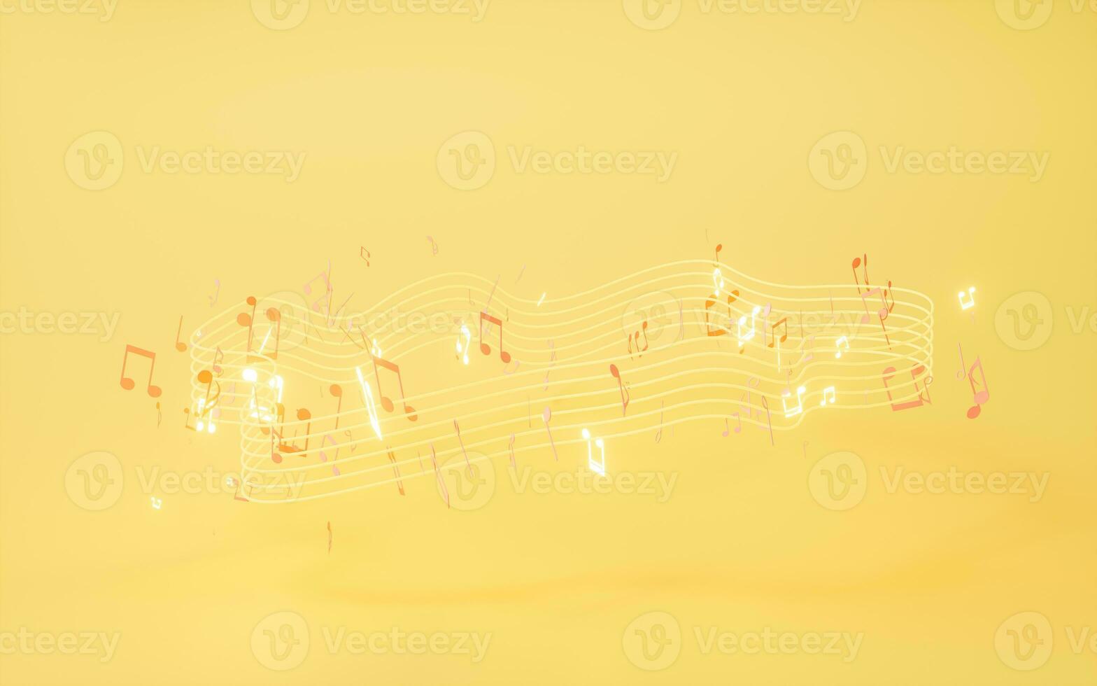 Music notes, musical tunes, 3d rendering. photo