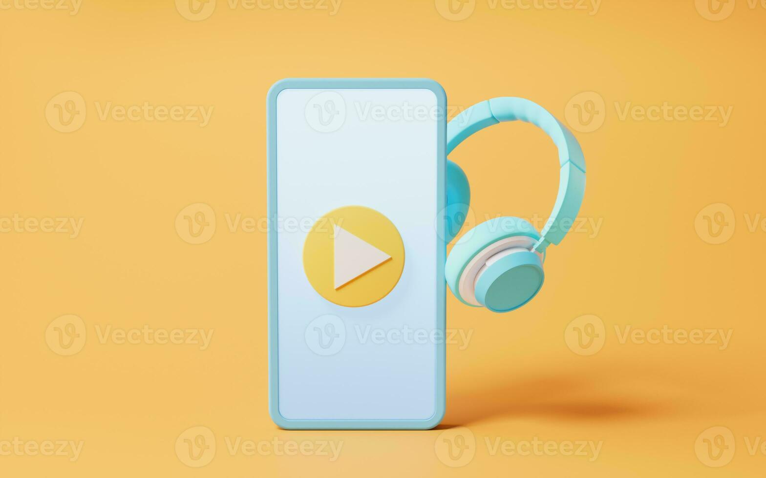 Earphone and mobile phone, 3d rendering. photo