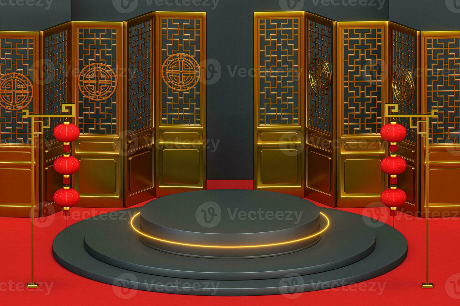 Chinese decorative background, prosperity elements, 3d rendering. photo