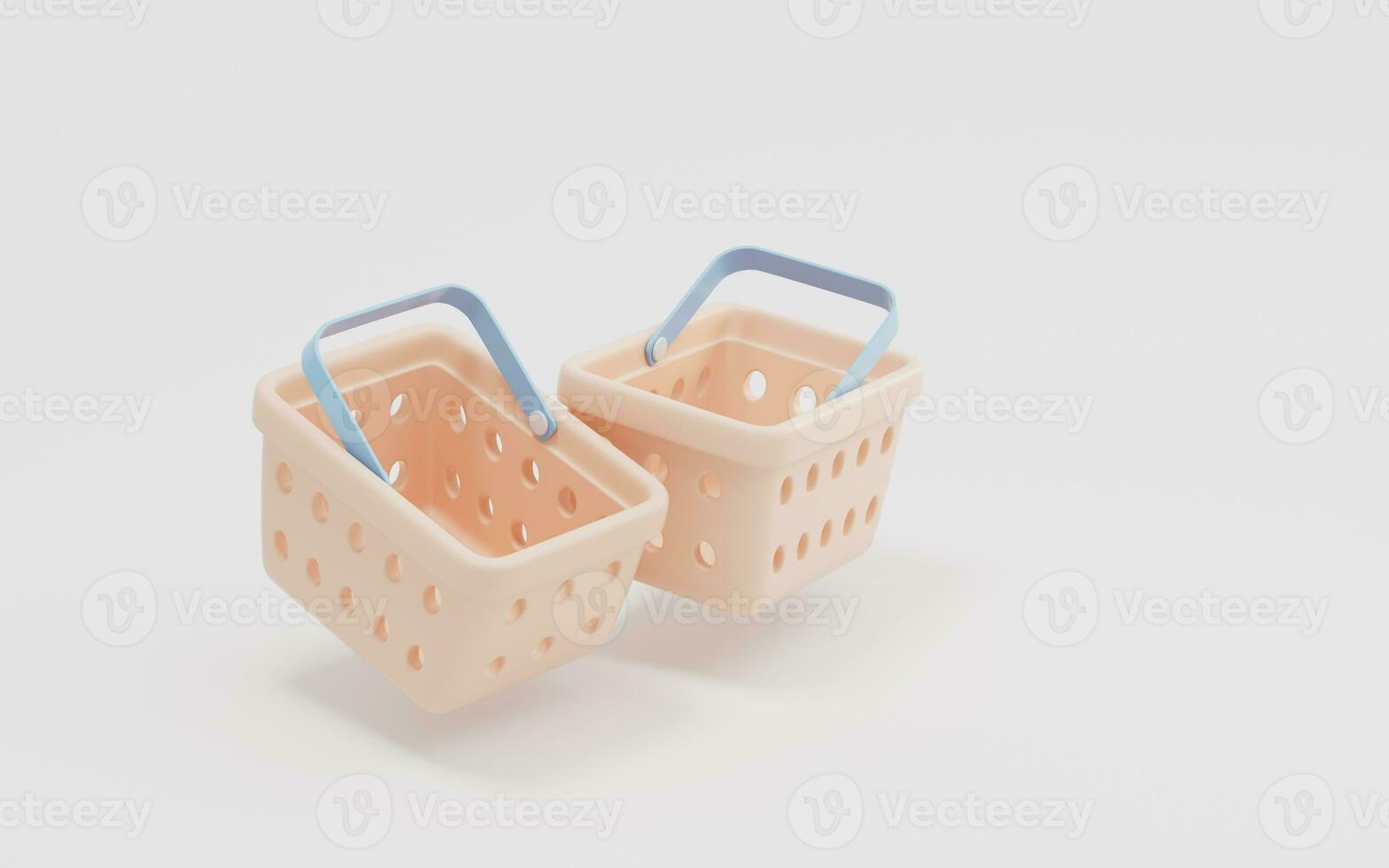 Empty shopping basket with white background, 3d rendering. photo