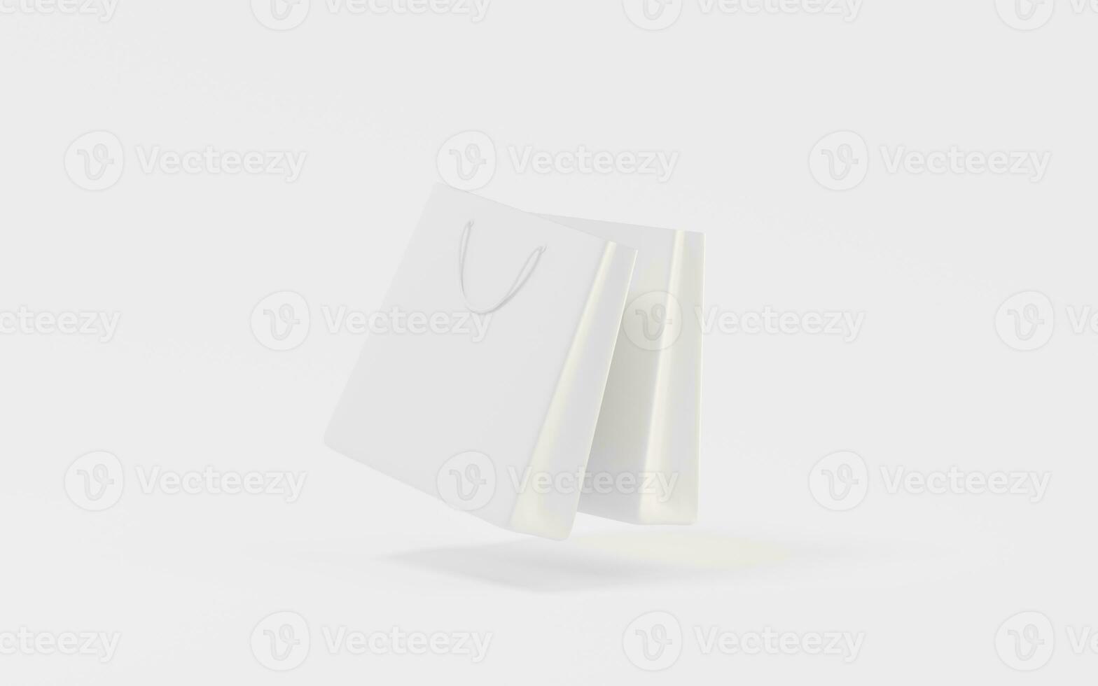 Empty shopping bags with white background, 3d rendering. photo