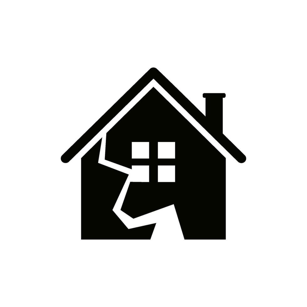 broken house flat style icon vector