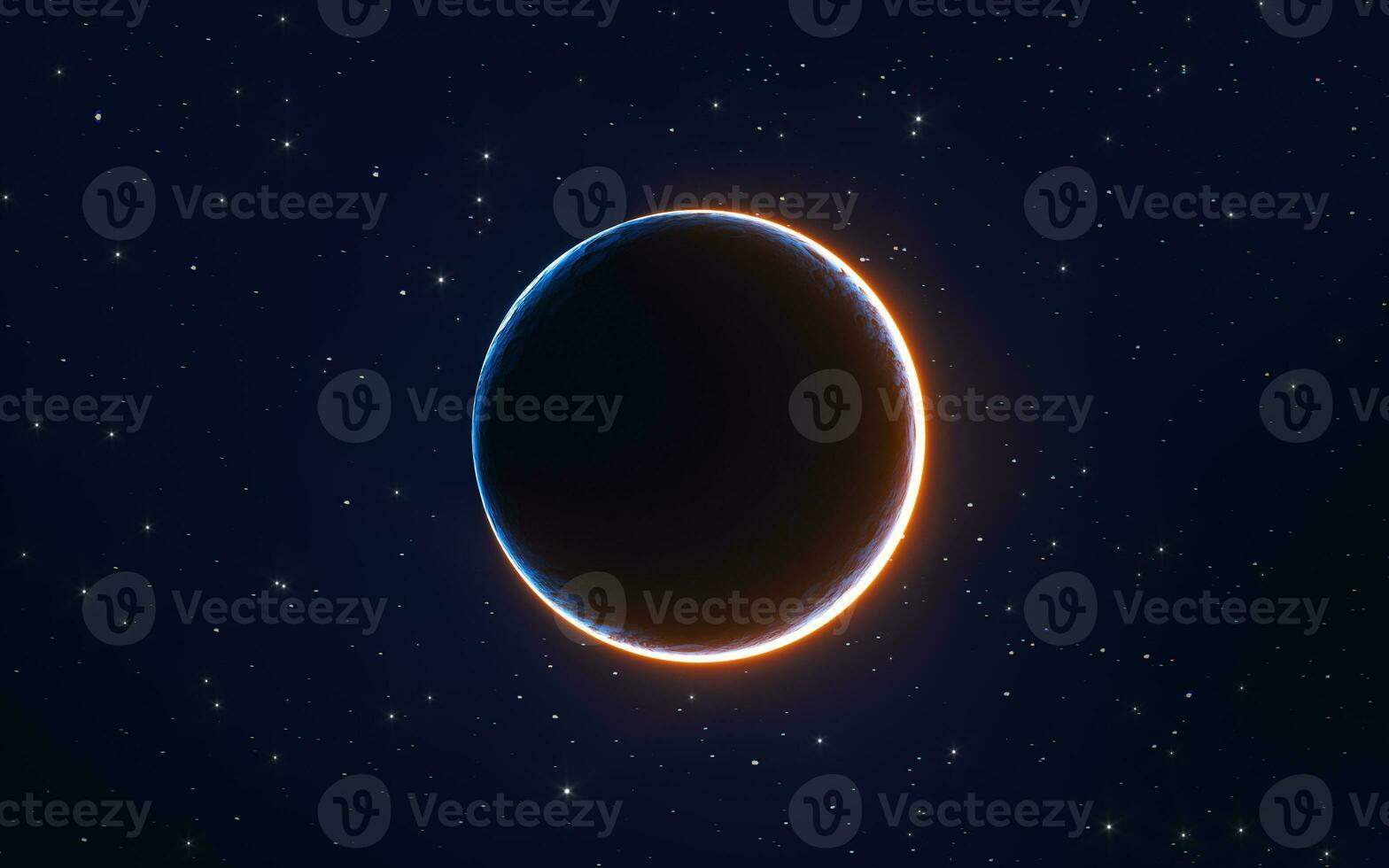 Nebulae and planet, 3d rendering. photo