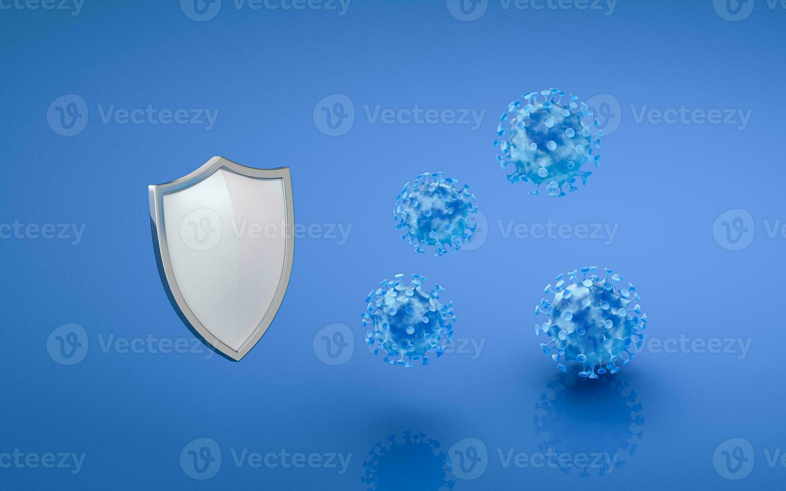 Shield isolation virus, 3d rendering. photo