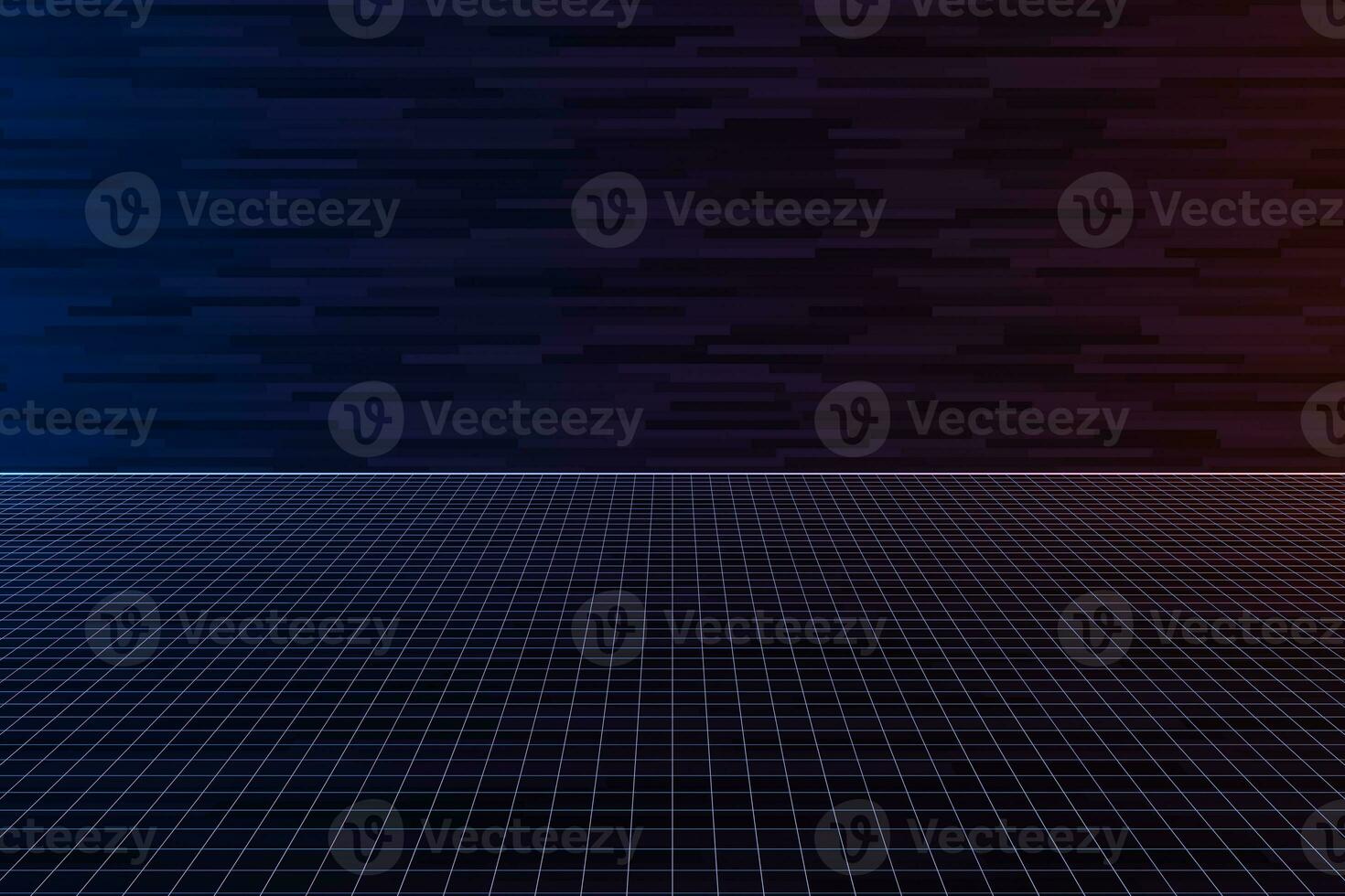 Purple grid laser floor with dark background, 3d rendering. photo