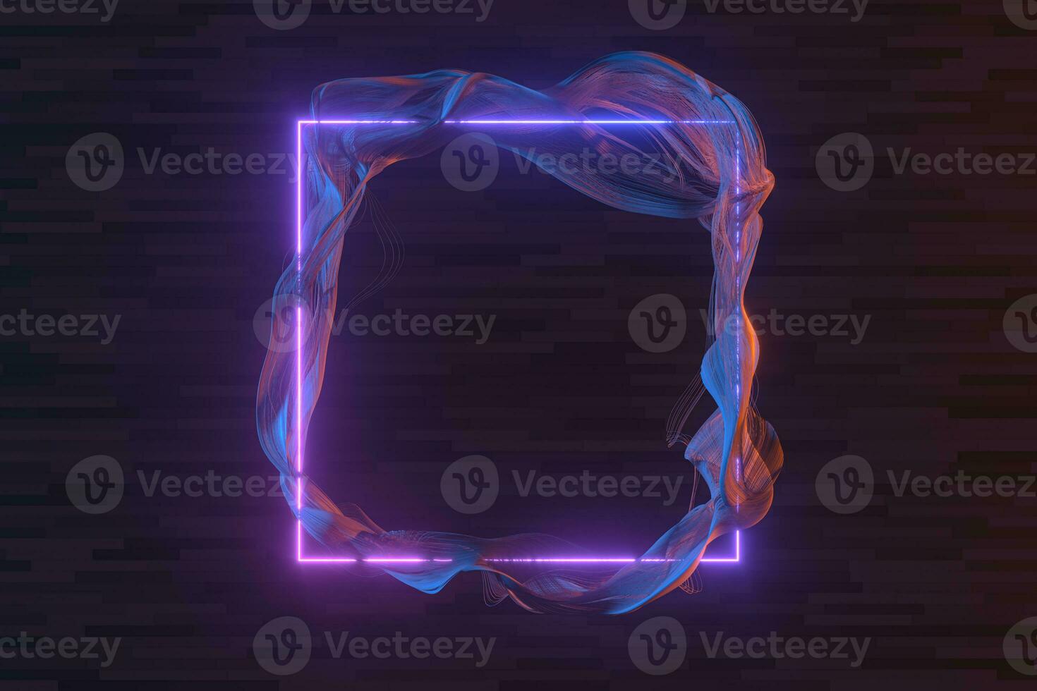 Purple square laser line with dark background, 3d rendering. photo