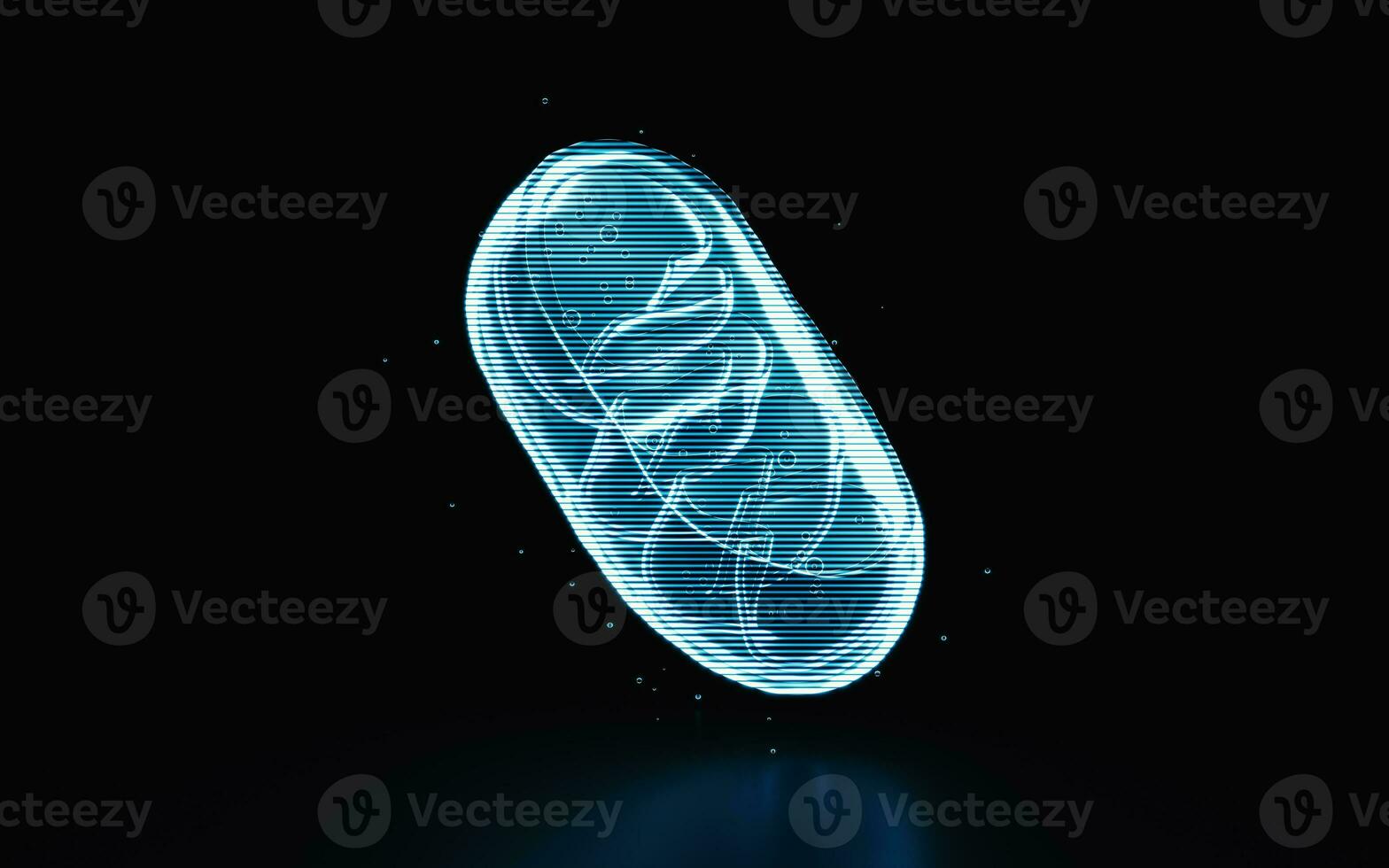 Holographic image of mitochondria, futuristic element, 3d rendering. photo