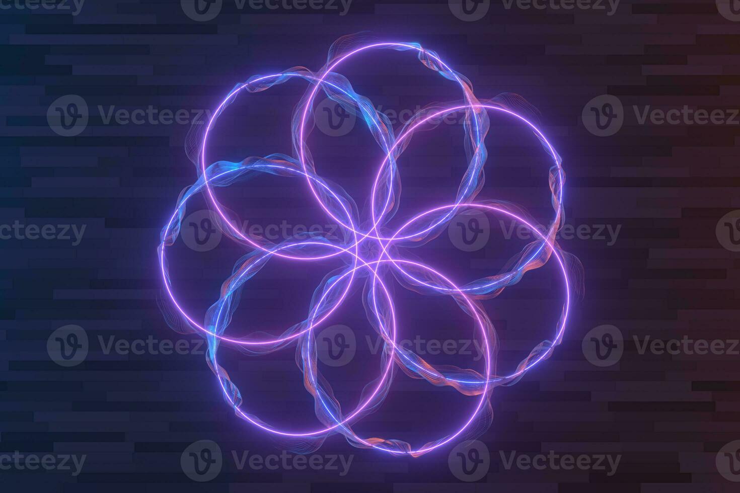 Purple circle laser line with dark background, 3d rendering. photo