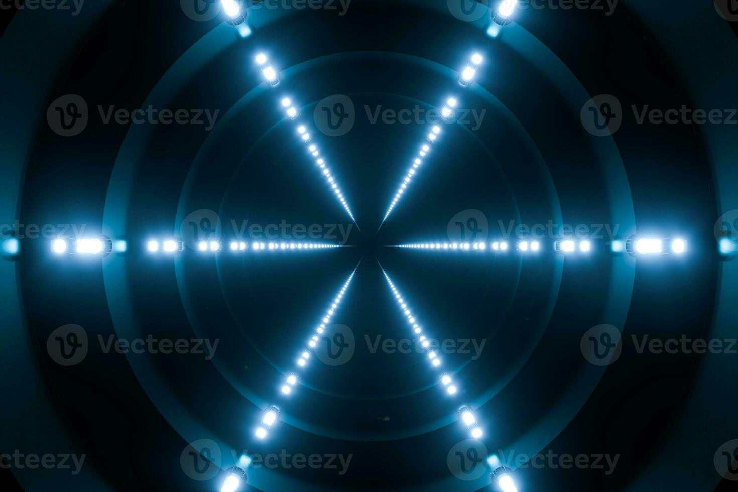Round tunnel with neon light illuminated, 3d rendering. photo