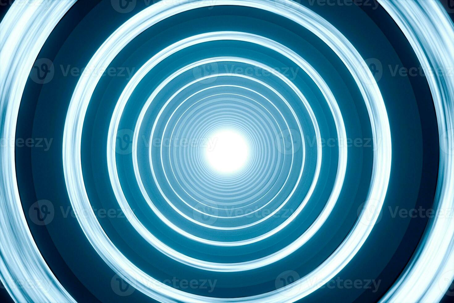 Round tunnel with neon light illuminated, 3d rendering. photo