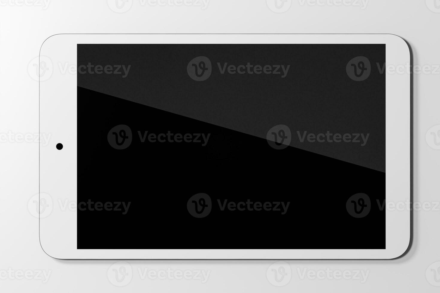 vacío tableta computadora pantalla con blanco fondo, 3d representación. foto