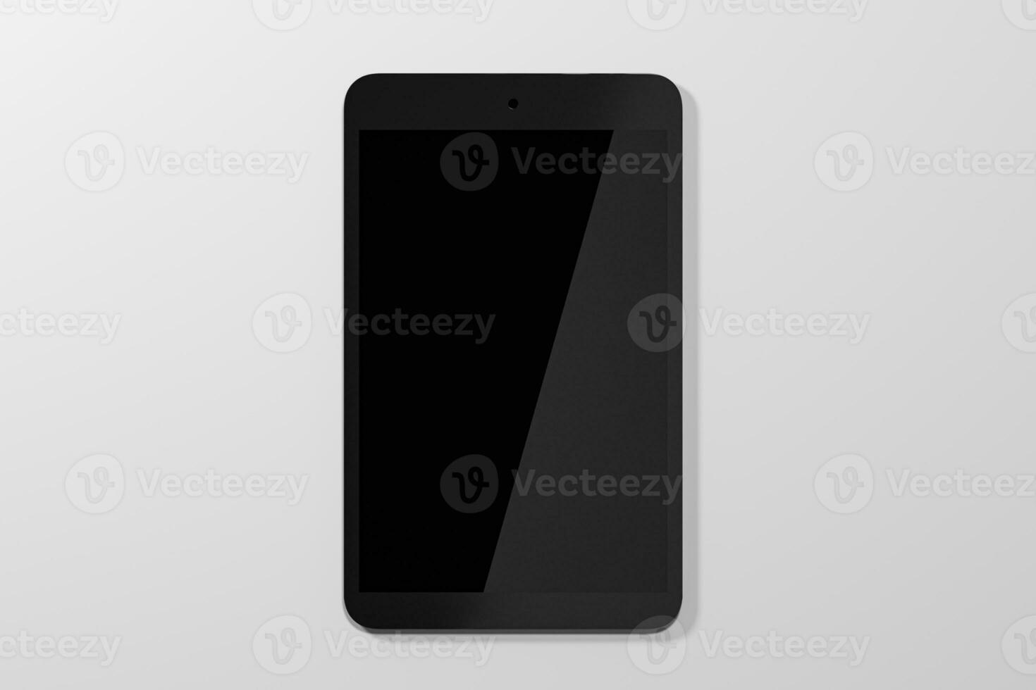 Empty tablet computer screen with white background, 3d rendering. photo