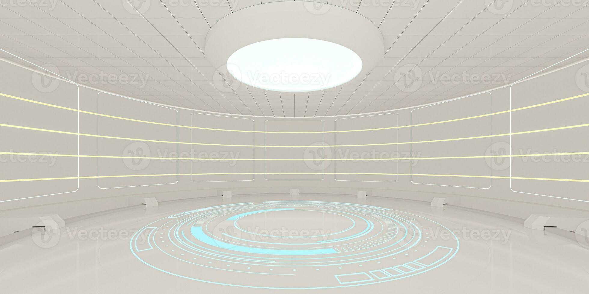 Creative round room, empty presentation room, 3d rendering. photo