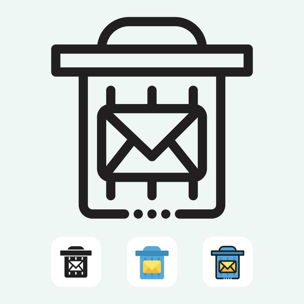Efficient Business Communication. Managing Mail and Messages. Trash Email Vector Icons for Web, App, and Office. Ensuring Clean Inbox and Data
