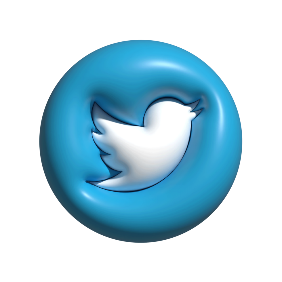 3d Twitter Logo Symbol. 3d aufgeblasen Twitter Logo png Symbol