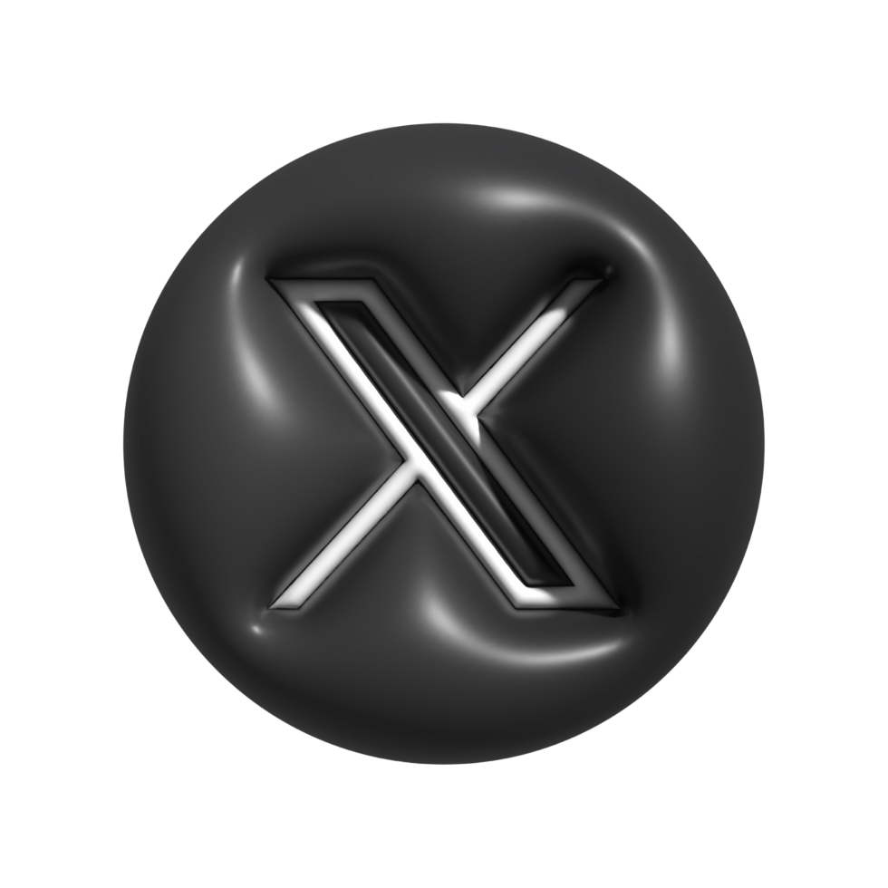 3d nuevo gorjeo X logo icono. 3d inflado gorjeo X logo png icono
