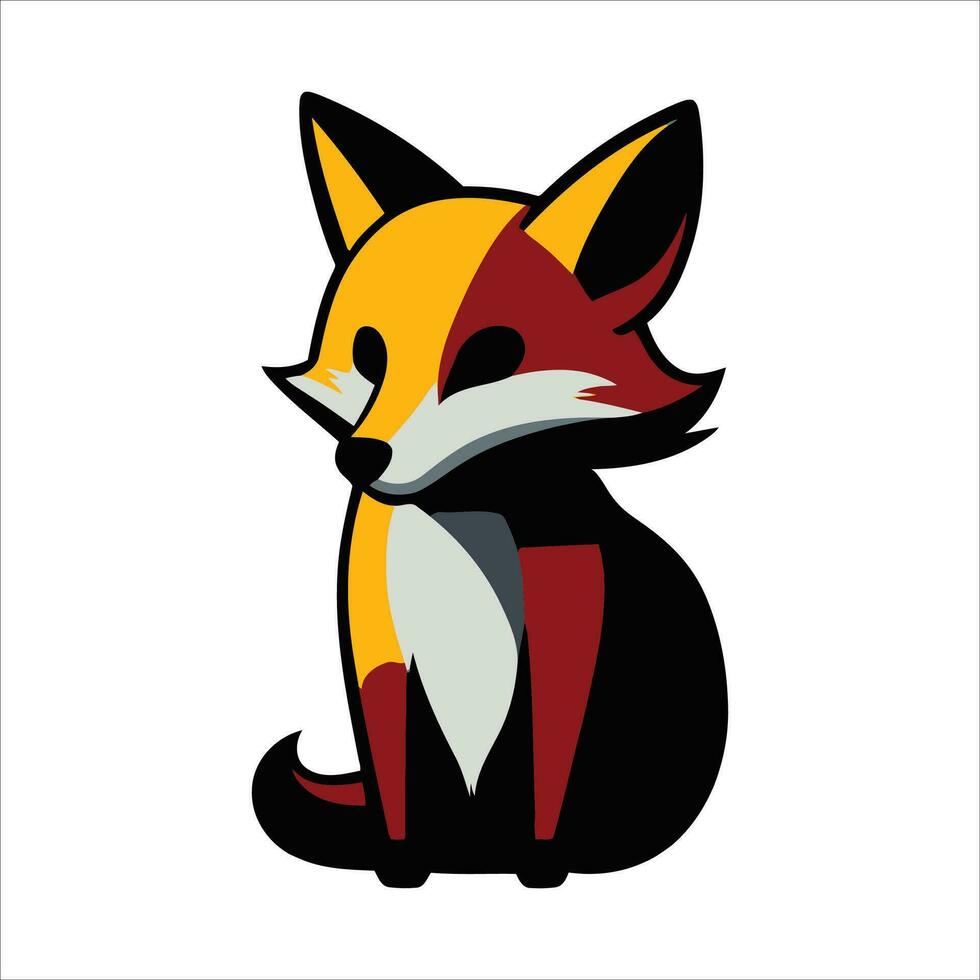 Minimalistic 2D style logo of a fox with. vector