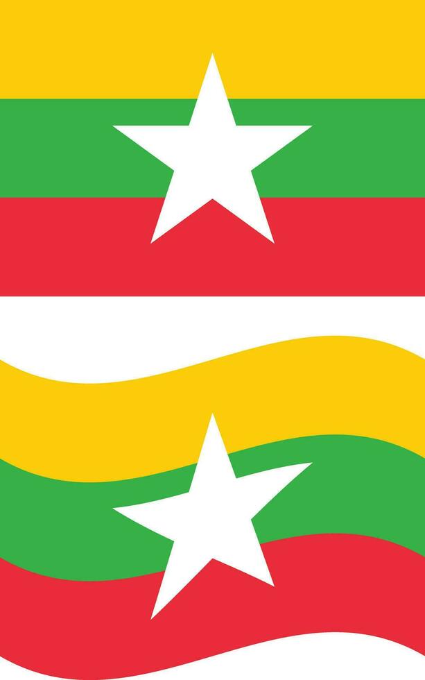 Waving flag of Myanmar. Myanmar flag on white background. flat style. vector