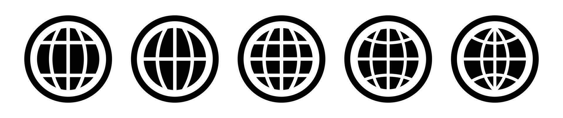 Globe, internet circle frame icon set. vector