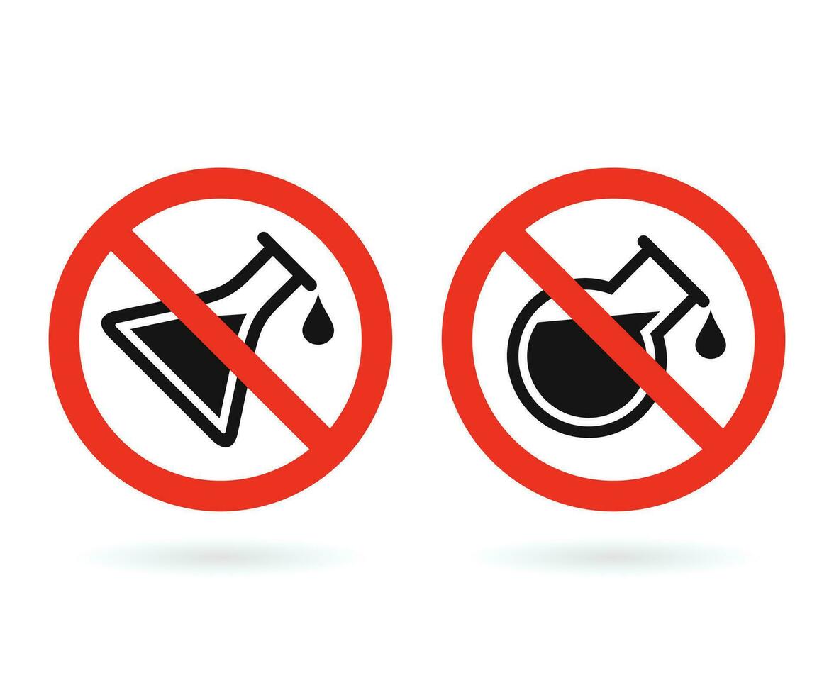 Prohibition of chemical additives vector sign. Do not experiment icon design.