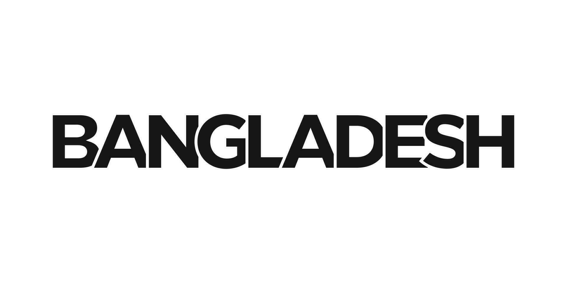 Bangladesh emblem. The design features a geometric style, vector illustration with bold typography in a modern font. The graphic slogan lettering.