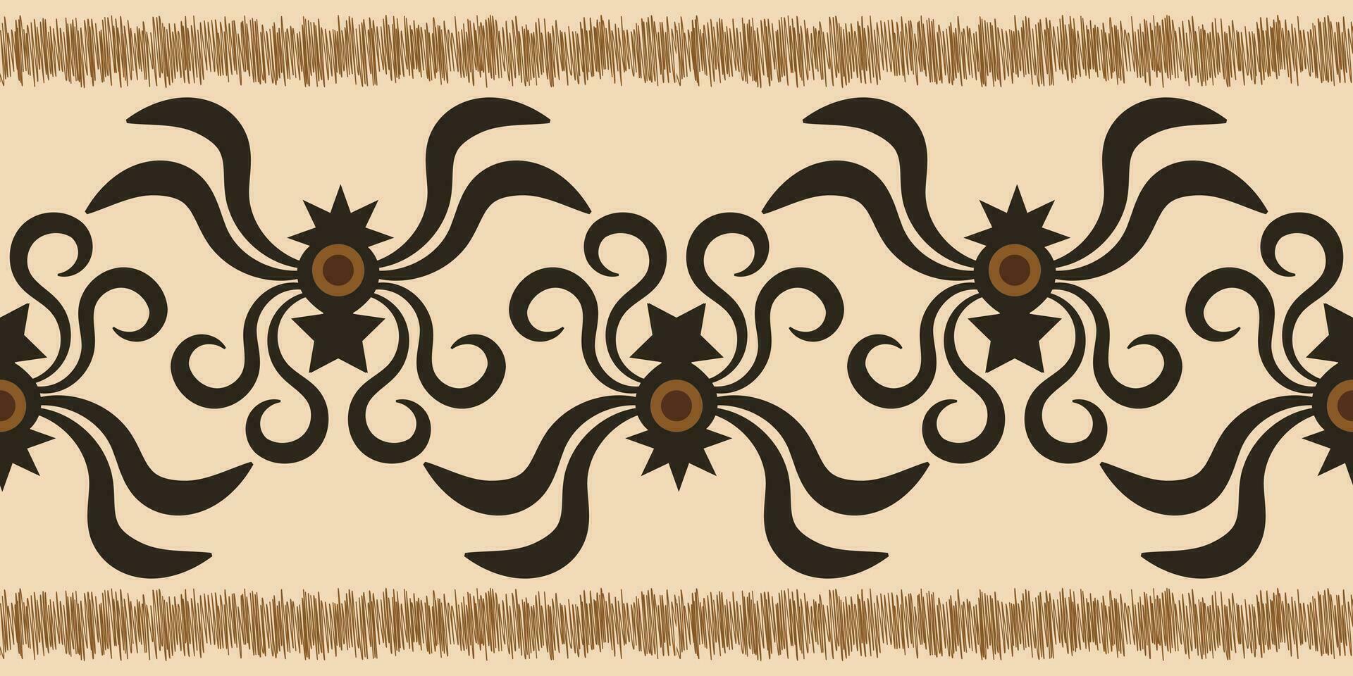 Ethnic Ikat fabric pattern geometric style.African Ikat embroidery Ethnic oriental pattern brown cream background. Abstract,vector,illustration.Texture,clothing,frame,decoration,carpet,motif. vector