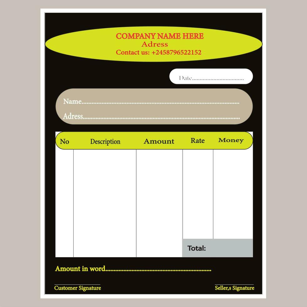 Business English cash Memo Design Corporate Invoice free vector. vector