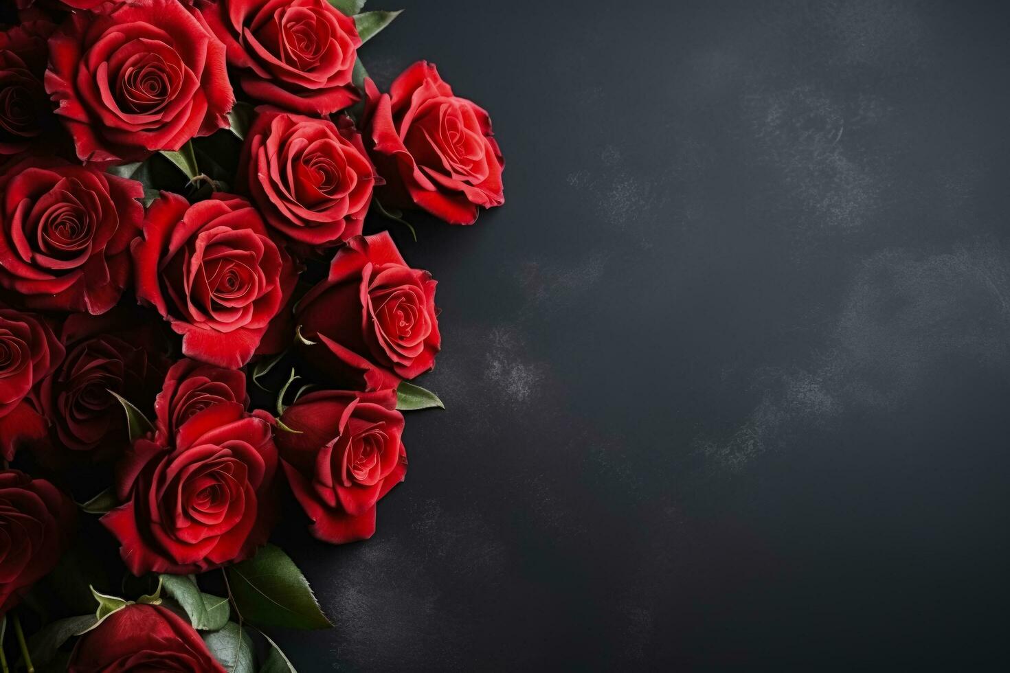Funeral red roses on dark background with copy space photo