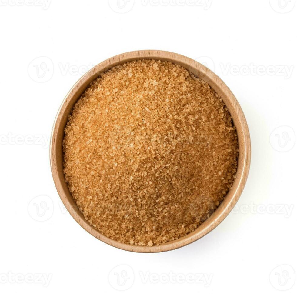 Coconut sugar isolated on white background top view photo