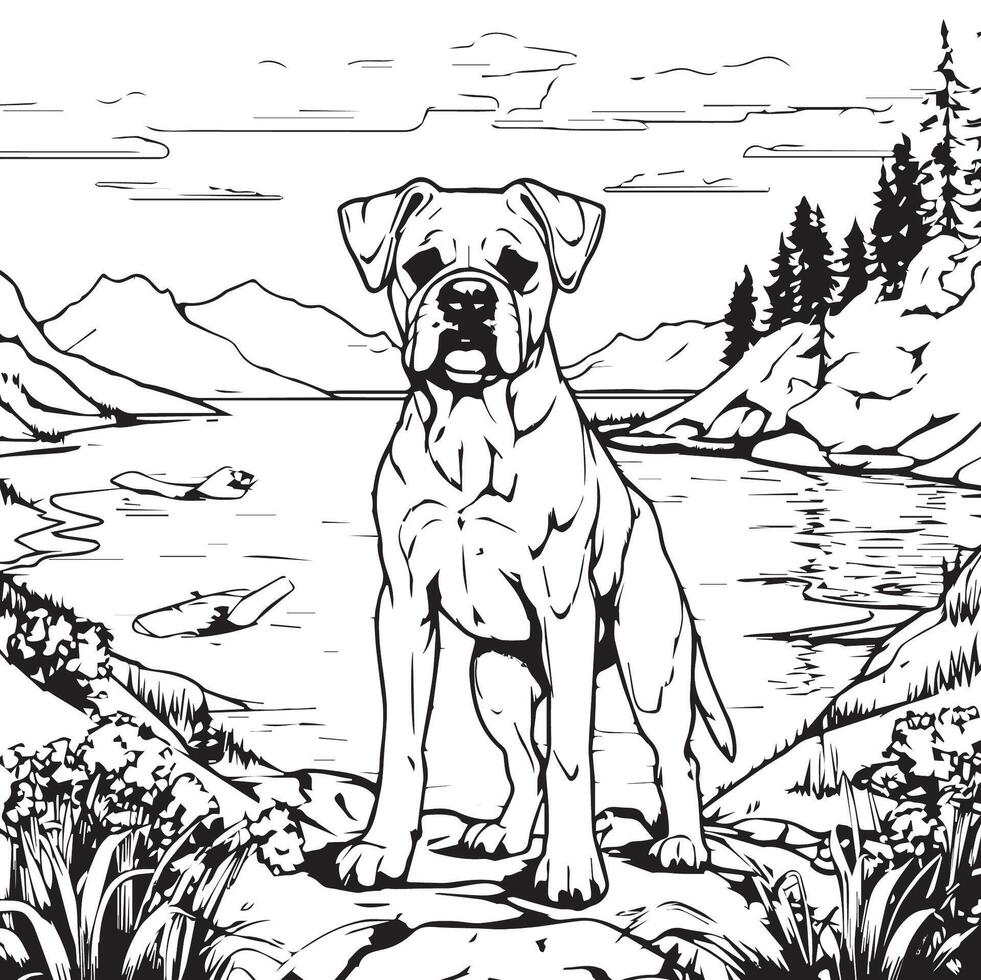 boxer dog coloring page 27844536 Vector Art at Vecteezy
