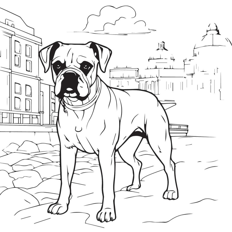 Boxer perro colorante página vector