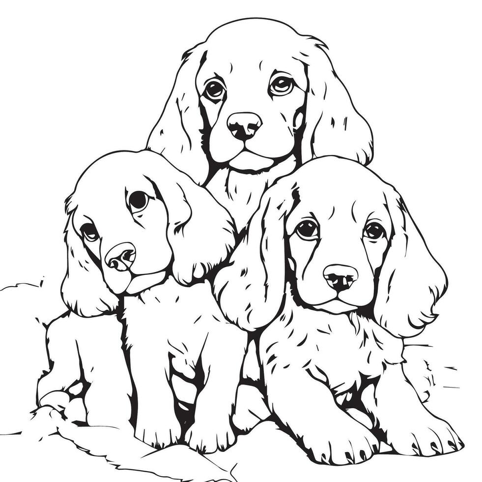 cute cocker coloring page vector