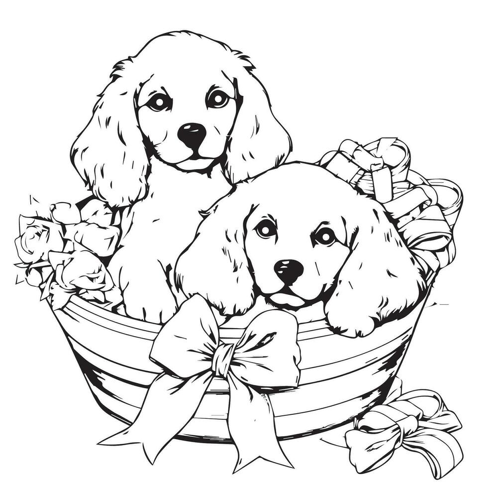 cute cocker coloring page 27844552 Vector Art at Vecteezy