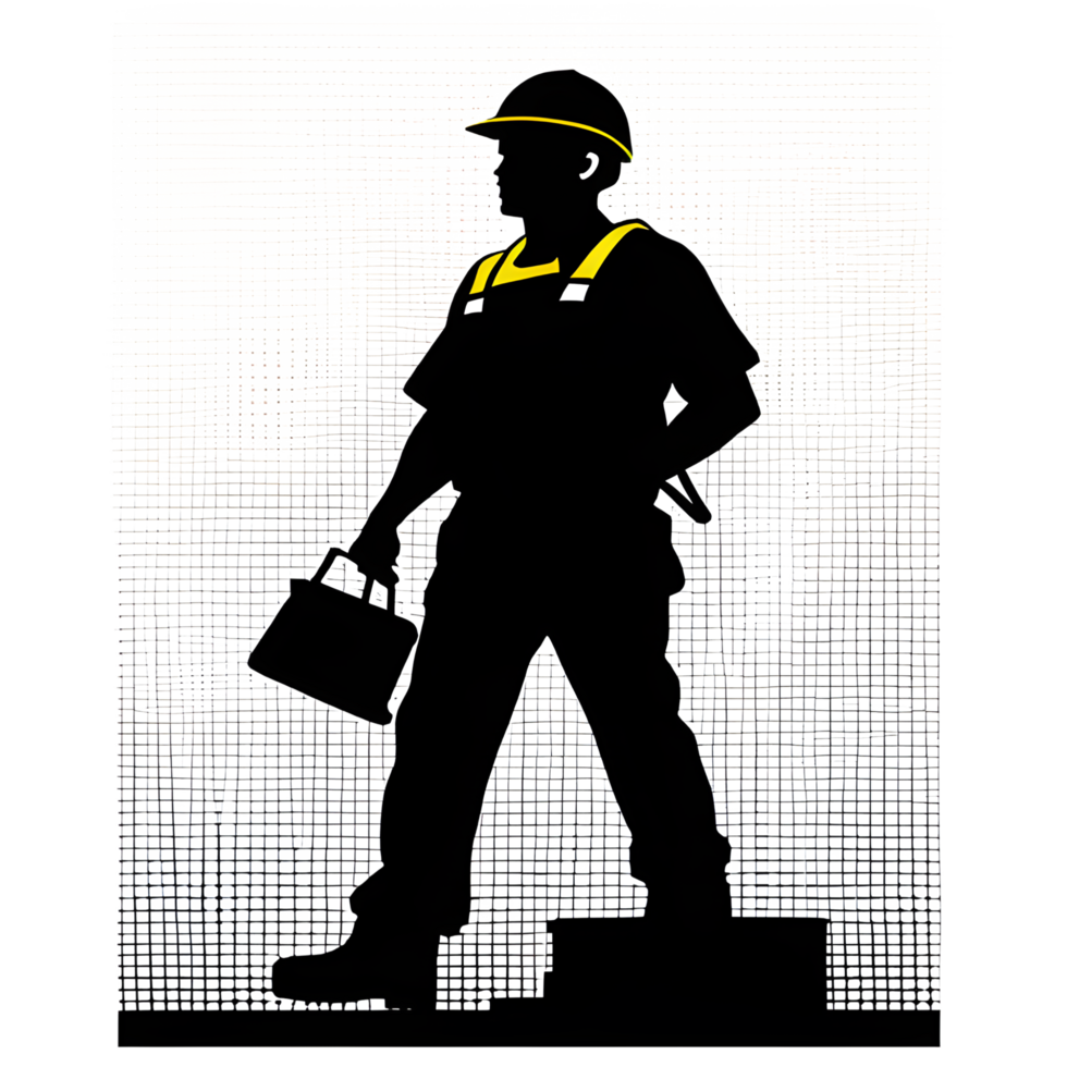 Hard Working Man Silhouette Ai Generative png