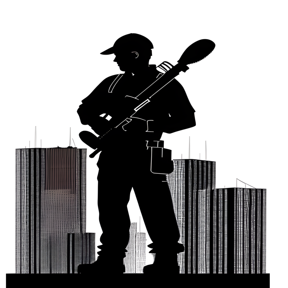 Hard Working Man Silhouette Ai Generative png