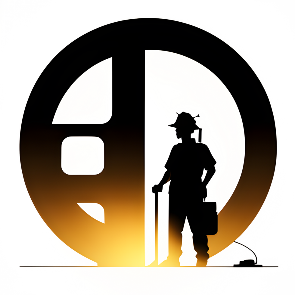 Hard Working Man Silhouette Ai Generative png
