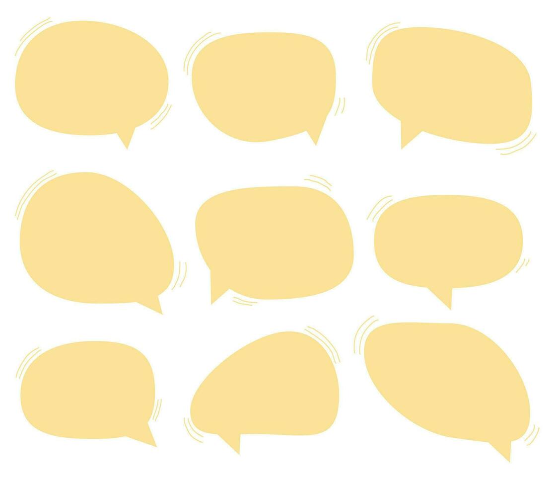 establecer burbujas de discurso sobre fondo blanco. cuadro de chat o vector de chat cuadrado y mensaje de garabato o nube de icono de comunicación que habla de cómics y diálogo de mensaje mínimo