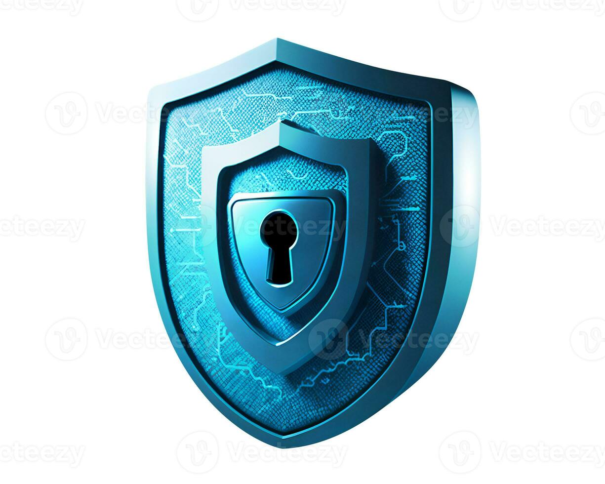 Cyber security and data protection of private information. Locks of blue shield concept. AI Generative photo