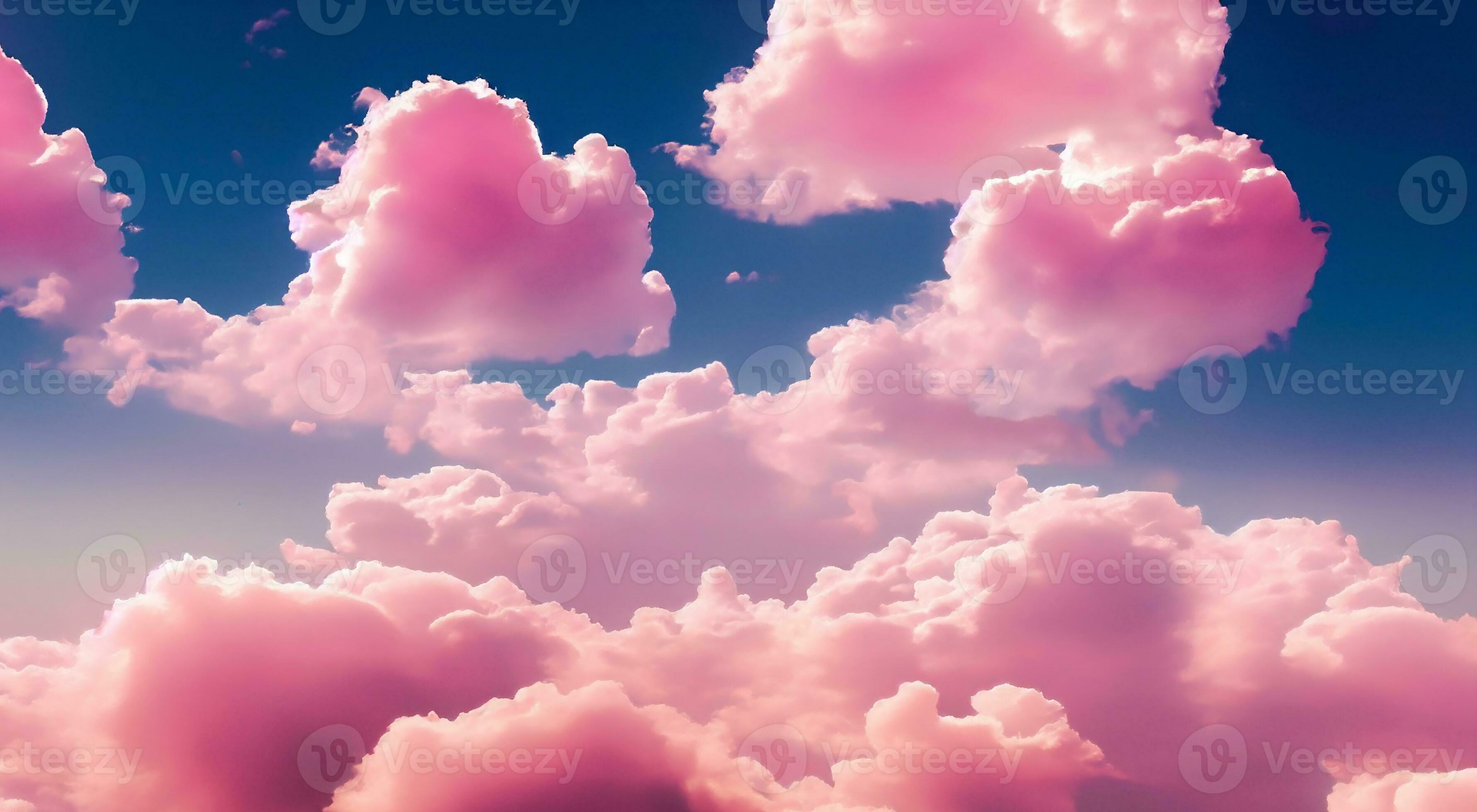 Pink fluffy soft clouds. Beautiful cloudy sky. Dream cloud of heaven ...