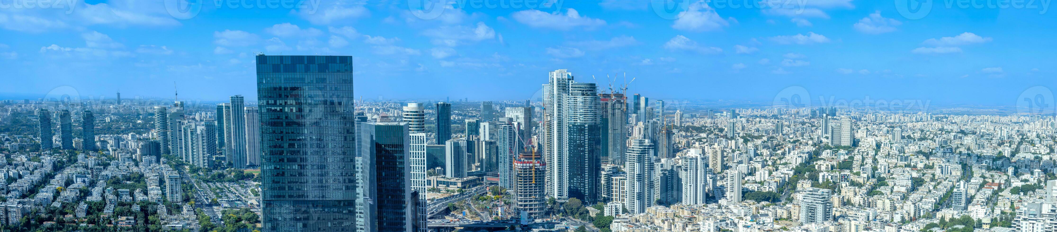 Israel, Tel Aviv financial business district skyline with shopping malls and high tech offices photo