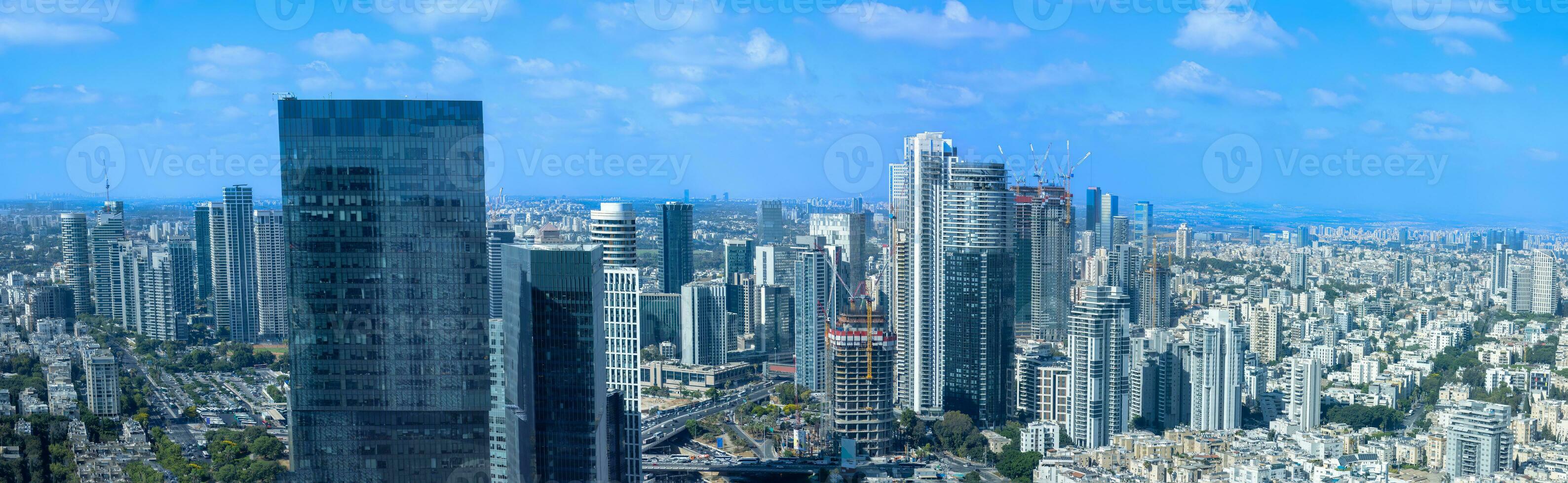 Israel, Tel Aviv financial business district skyline with shopping malls and high tech offices photo