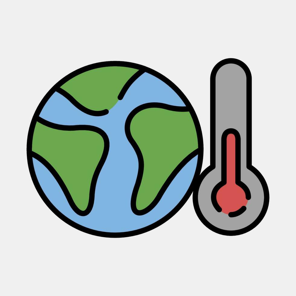 Icon global warming. Ecology and environment elements. Icons in filled line style. Good for prints, posters, logo, infographics, etc. vector