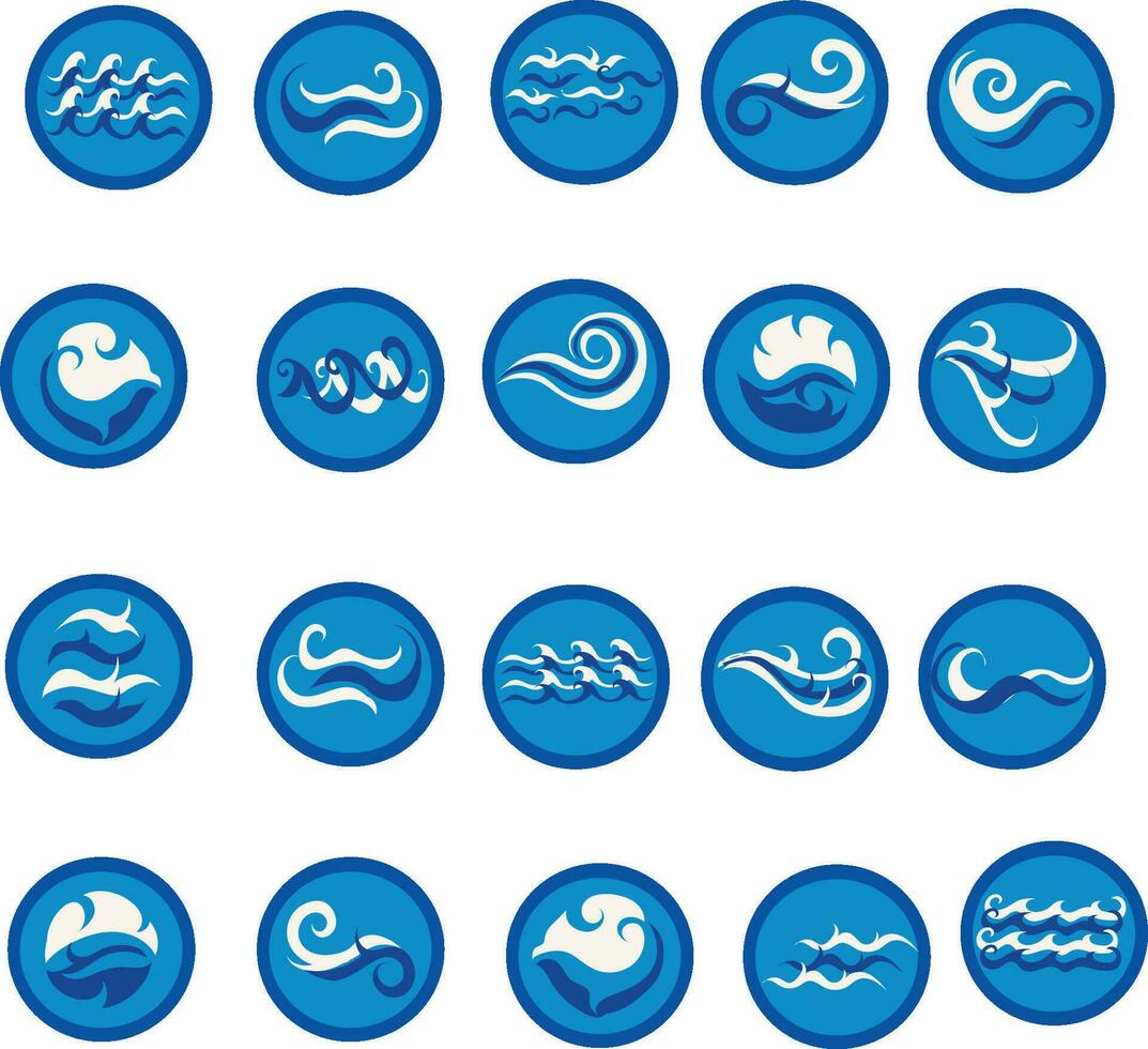 conjunto de Oceano ola icono vector