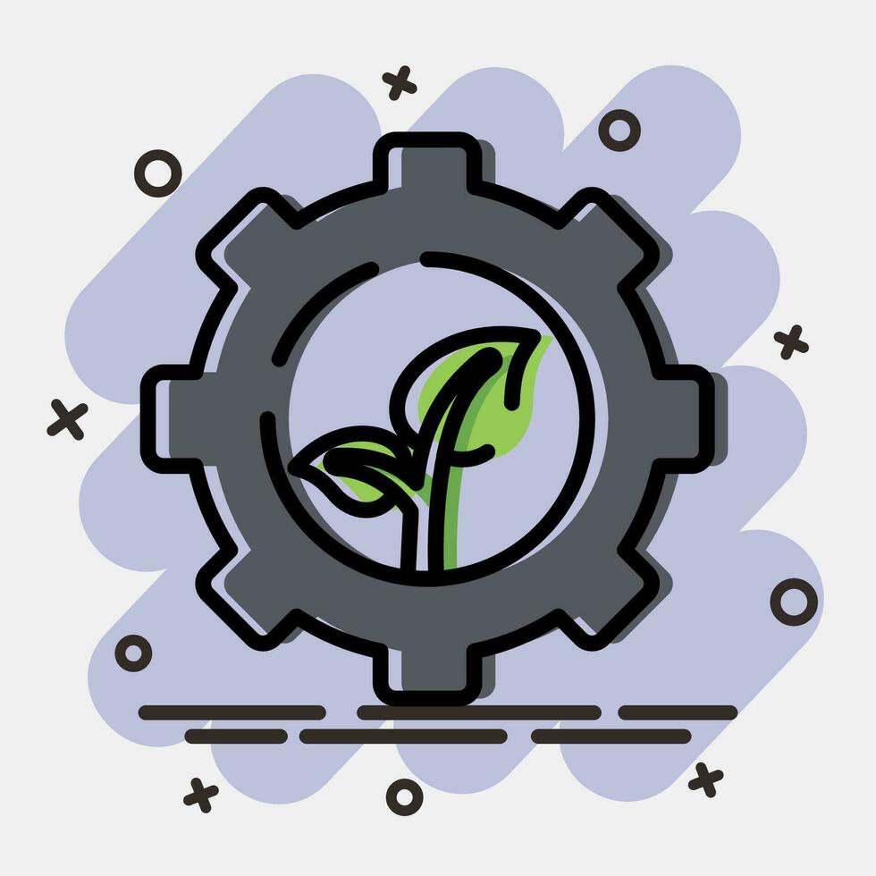 icono eco tecnología. ecología y ambiente elementos. íconos en cómic estilo. bueno para huellas dactilares, carteles, logo, infografía, etc. vector