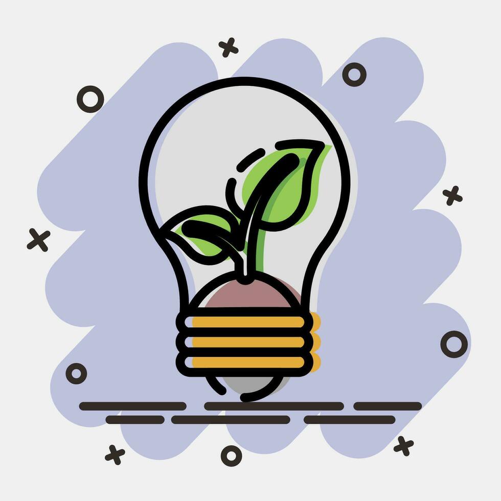 Icon eco bulb. Ecology and environment elements. Icons in comic style. Good for prints, posters, logo, infographics, etc. vector