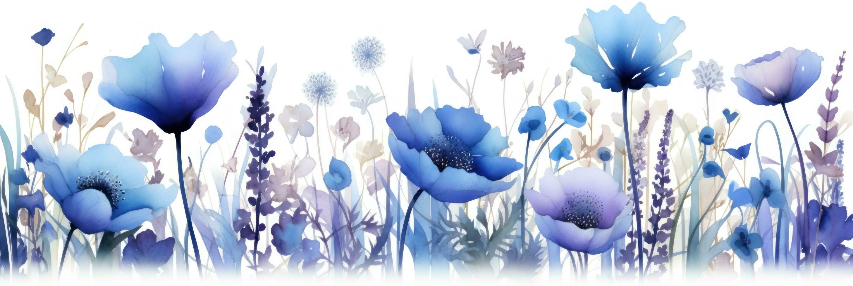 Watercolor blue flowers photo