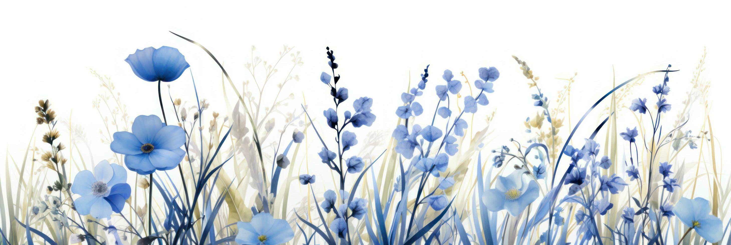 Watercolor blue flowers photo