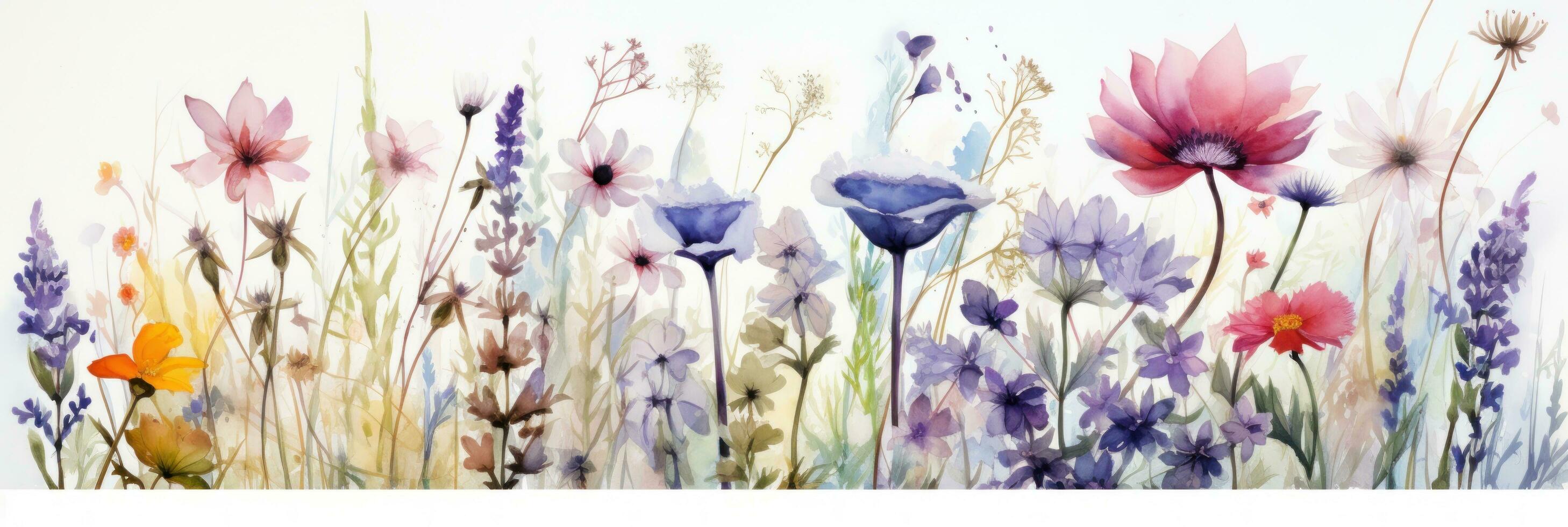 Watercolor floral border photo